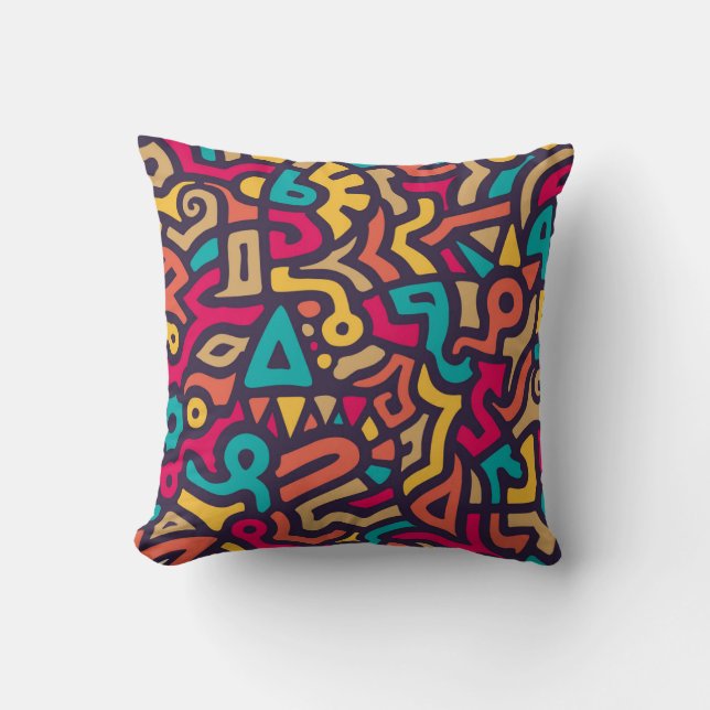 Seamless Pattern with Graffiti Curve Shapes. Mix o Cushion (Front)