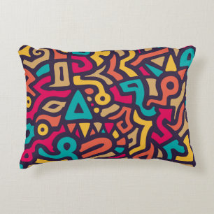 Seamless Pattern with Graffiti Curve Shapes. Mix o Decorative Cushion