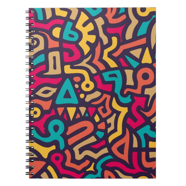 Seamless Pattern with Graffiti Curve Shapes. Mix o Notebook (Front)