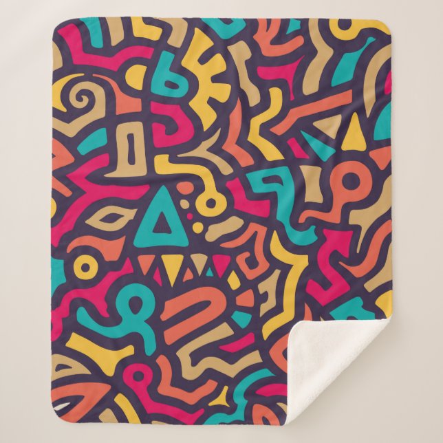 Seamless Pattern with Graffiti Curve Shapes. Mix o Sherpa Blanket (Front)