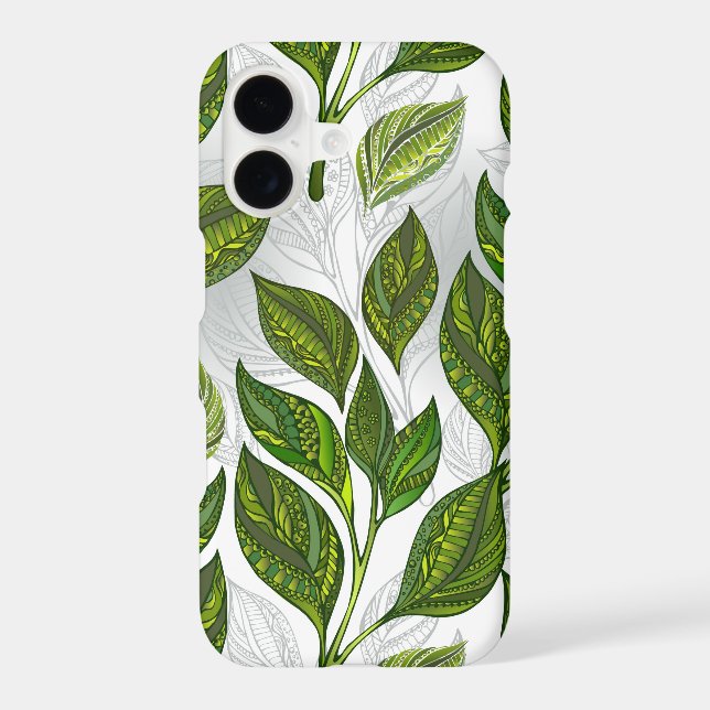 Seamless Pattern with Green Tea Leaves (Back)