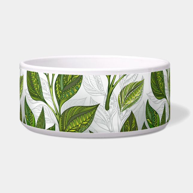 Seamless Pattern with Green Tea Leaves (Front)