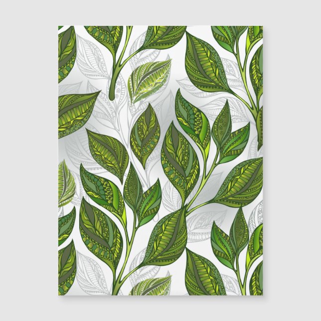 Seamless Pattern with Green Tea Leaves (Front)