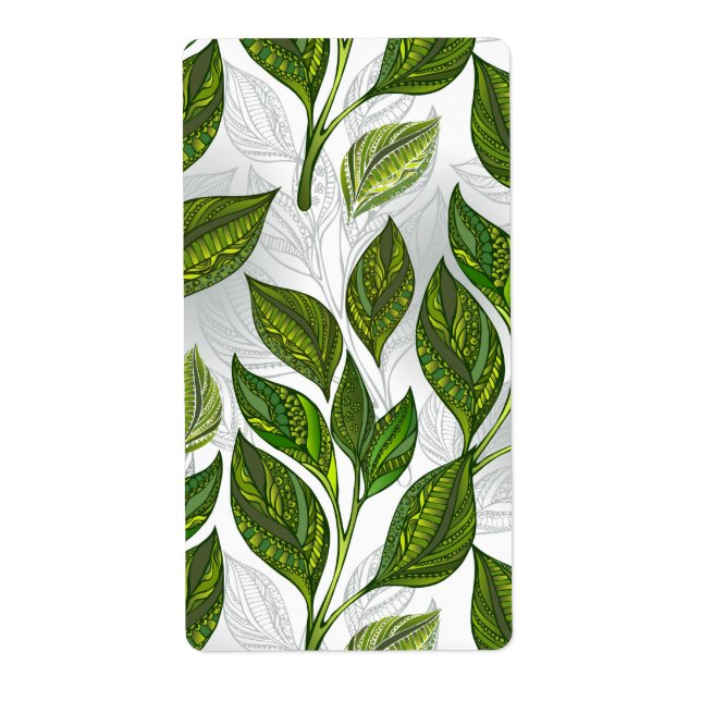 Seamless Pattern with Green Tea Leaves (Front)