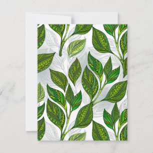 Seamless Pattern with Green Tea Leaves Announcement