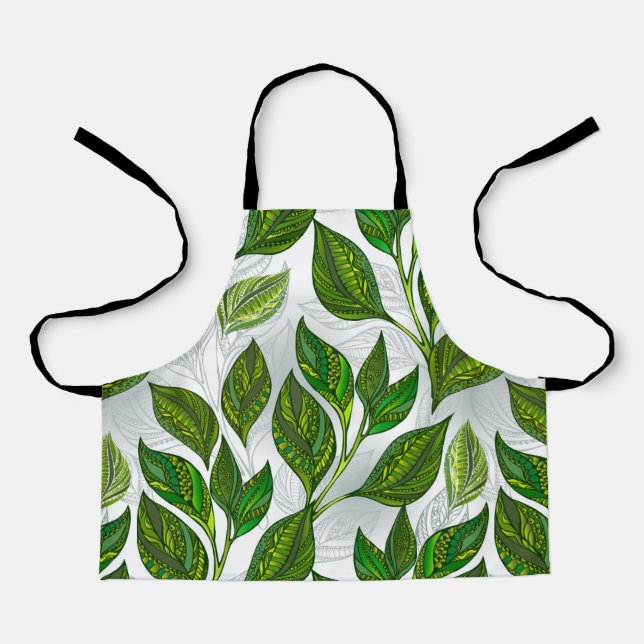 Seamless Pattern with Green Tea Leaves Apron (Front)