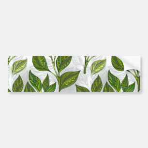 Seamless Pattern with Green Tea Leaves Bumper Sticker