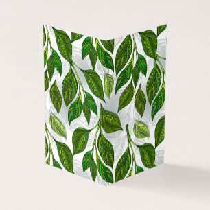 Seamless Pattern with Green Tea Leaves Business Card