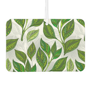 Seamless Pattern with Green Tea Leaves Car Air Freshener