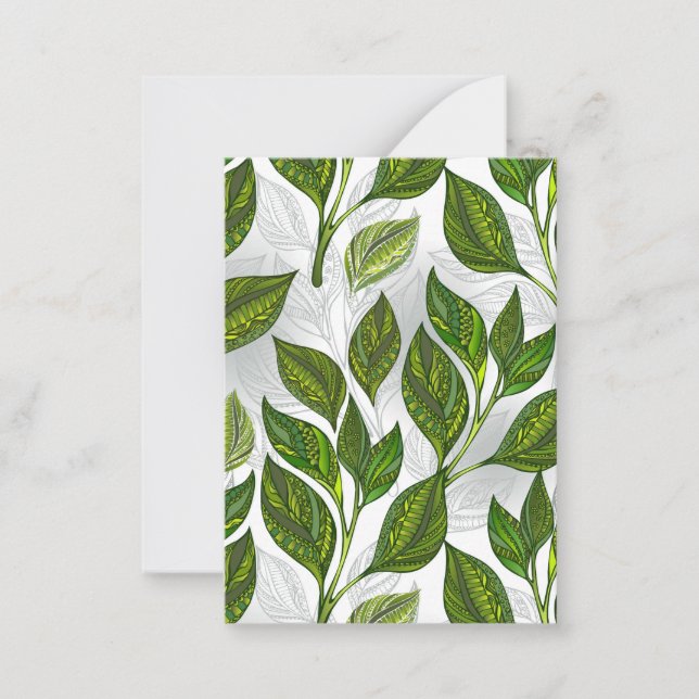 Seamless Pattern with Green Tea Leaves Card (Front)