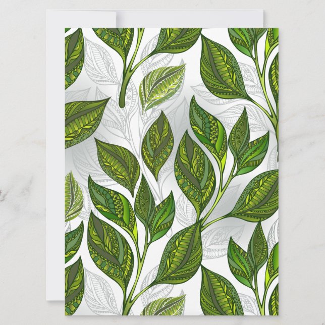 Seamless Pattern with Green Tea Leaves Card (Front)