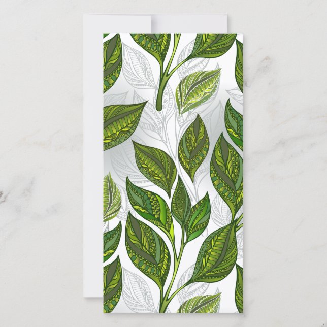Seamless Pattern with Green Tea Leaves Card (Front)