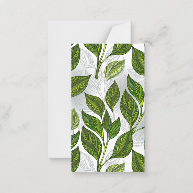 Seamless Pattern with Green Tea Leaves Card (Front)