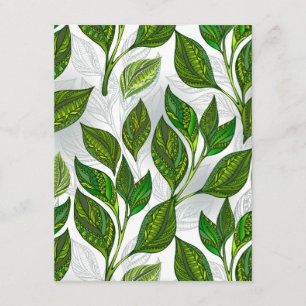 Seamless Pattern with Green Tea Leaves Enclosure Card