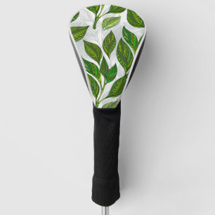 Seamless Pattern with Green Tea Leaves Golf Head Cover