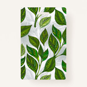 Seamless Pattern with Green Tea Leaves ID Badge