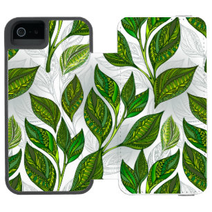 Seamless Pattern with Green Tea Leaves Incipio Watson™ iPhone 5 Wallet Case