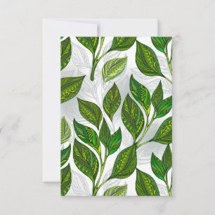 Seamless Pattern with Green Tea Leaves Invitation