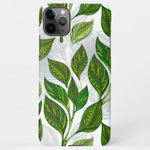 Seamless Pattern with Green Tea Leaves iPhone 11Pro Max Case