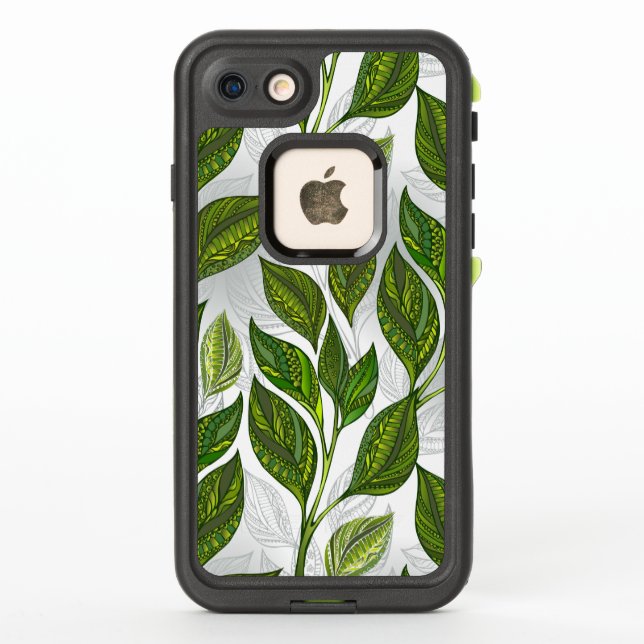Seamless Pattern with Green Tea Leaves LifeProof iPhone Case (Back)