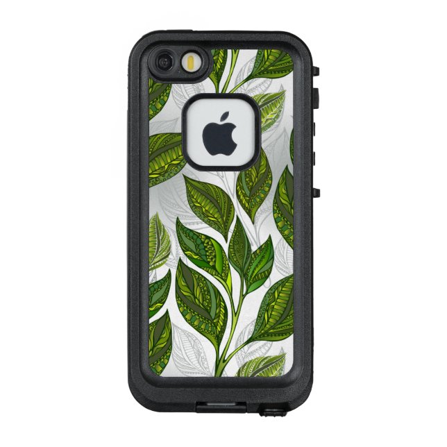 Seamless Pattern with Green Tea Leaves LifeProof iPhone Case (Back)