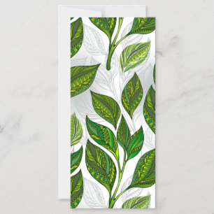 Seamless Pattern with Green Tea Leaves Magnetic Invitation