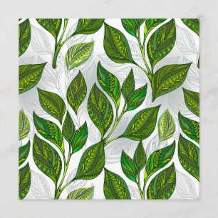 Seamless Pattern with Green Tea Leaves Menu