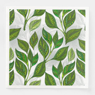 Seamless Pattern with Green Tea Leaves Napkin