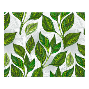 Seamless Pattern with Green Tea Leaves Photo Print