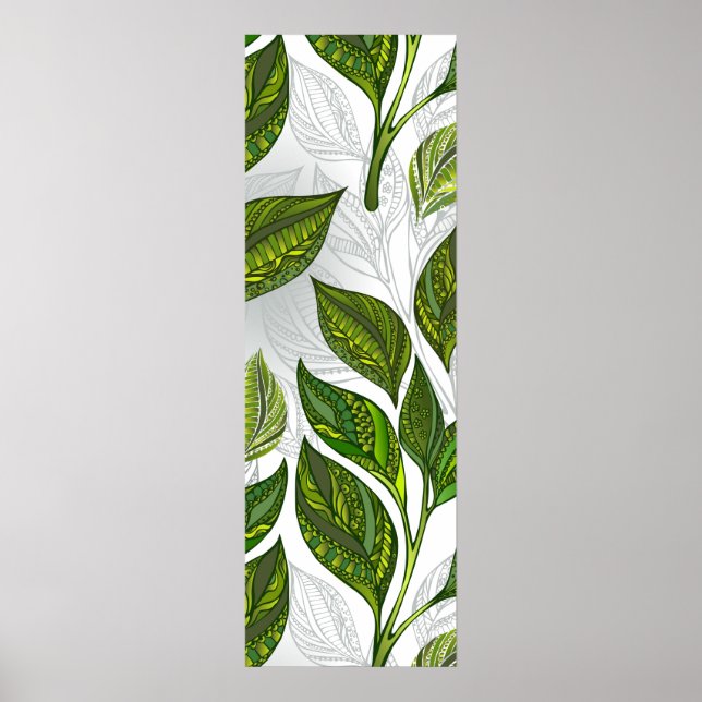 Seamless Pattern with Green Tea Leaves Poster (Front)