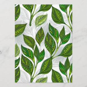 Seamless Pattern with Green Tea Leaves Program