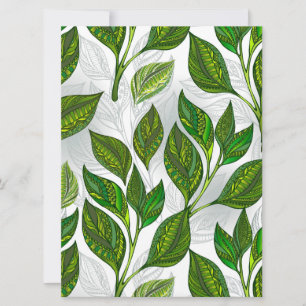 Seamless Pattern with Green Tea Leaves Save The Date