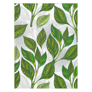 Seamless Pattern with Green Tea Leaves Tablecloth