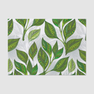 Seamless Pattern with Green Tea Leaves Tissue Paper