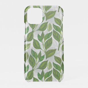 Seamless Pattern with Green Tea Leaves iPhone 11 Pro Case
