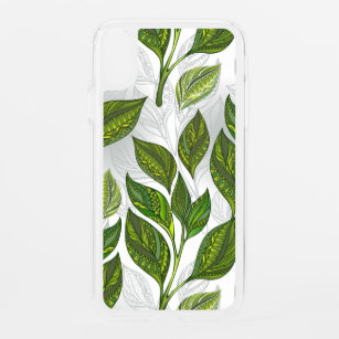 Seamless Pattern with Green Tea Leaves iPhone XR Case
