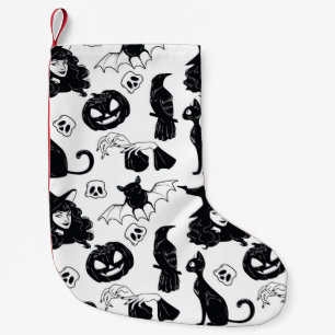 Seamless pattern with Halloween cute hand drawn el Small Christmas Stocking