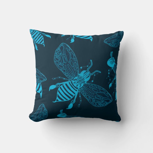 Seamless pattern with hand drawn bees. Fashion ill Cushion (Front)