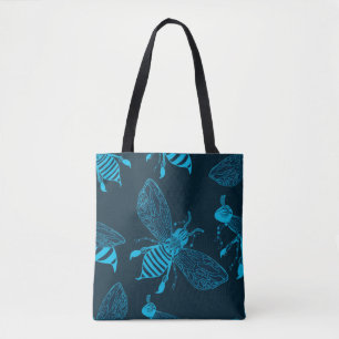 Seamless pattern with hand drawn bees. Fashion ill Tote Bag