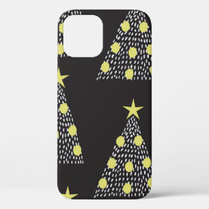 Seamless pattern with hand drawn Christmas trees i iPhone 12 Case