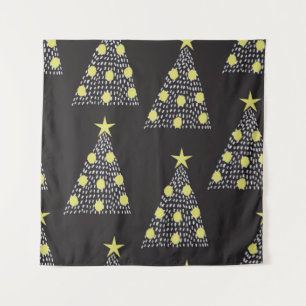 Seamless pattern with hand drawn Christmas trees i Tapestry