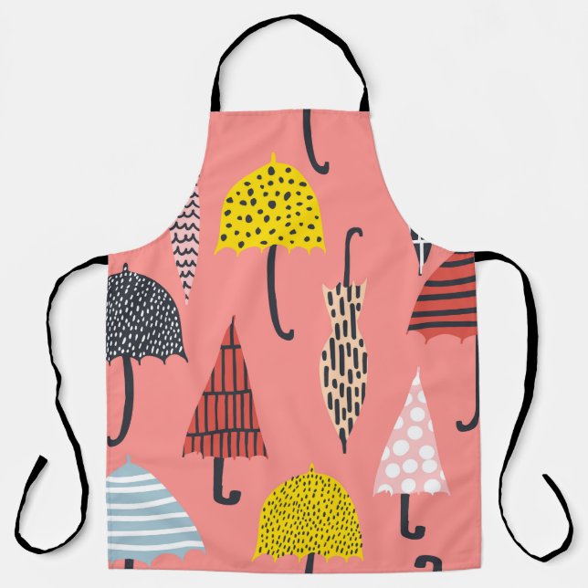 Seamless pattern with hand drawn colorful umbrella apron (Front)