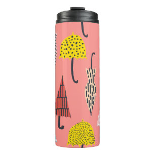 Seamless pattern with hand drawn colourful umbrell thermal tumbler