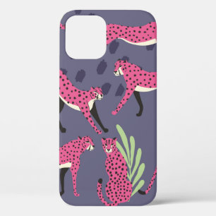 Seamless pattern with hand drawn exotic big cat pi iPhone 12 case