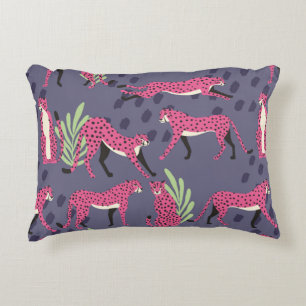 Seamless pattern with hand drawn exotic big cat pi decorative cushion