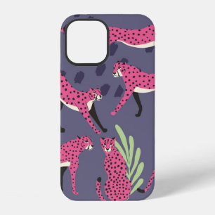 Seamless pattern with hand drawn exotic big cat pi iPhone 12 case