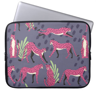 Seamless pattern with hand drawn exotic big cat pi laptop sleeve