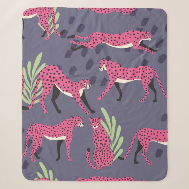 Seamless pattern with hand drawn exotic big cat pi sherpa blanket (Front)