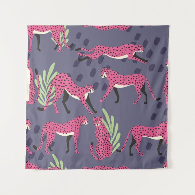 Seamless pattern with hand drawn exotic big cat pi tapestry (Front)