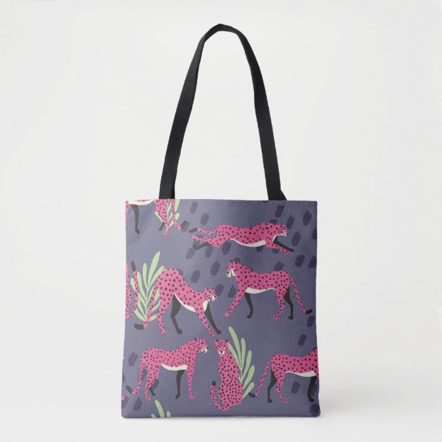Seamless pattern with hand drawn exotic big cat pi tote bag (Front)